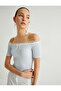 Off-The-Shoulder Blouse Thin Knitwear with Bow and Lace Detail