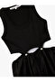 Crew Neck Comfortable Fit Sleeveless Window Detail Balloon Fit Mini Dress - 5