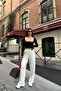Women's Ecru Ribbed Detailed Soft Modal Textured Straight Cut Trousers - 3