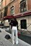 Women's Ecru Ribbed Detailed Soft Modal Textured Straight Cut Trousers - 7