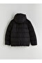 Kids Black Hooded Boy's Puffer Coat - 3