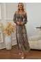 Women's Off Shoulder Waist Ruched Detail Cut Fiber Single Jersey Long Dress - 3