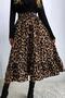 Double-Breasted Collar Leopard Print Long Single Jersey Dress - Black - 3