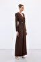 Double-Breasted Ornamental Stone Crepe Jumpsuit - Brown - 3