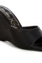Women Recycled Faux Leather Wedge Sandals in Black - 5