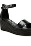 Women Faux Leather Snake Wedge Espadrilles in Black - 5