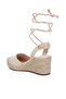 Women Lace-Up Crochet Espadrilles in Beige - 3
