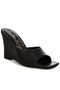 Women Recycled Faux Leather Wedge Sandals in Black