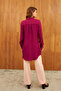 Purple Caped Shirt Collar Shiny Tunic - 6