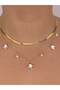 Fish Pendant Multi-Layered Stainless Steel Non-Tarnish Necklace Combination Set Italian Chain Pearl Detail Gold Plated - 4