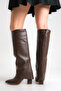 Women's Special Plug-And-Remove Design Thick Heeled Pointed Toe Zippered Women's Leather-Look Boots - 3