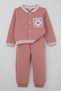Donino Girls' Tracksuit Set with Floral Knit Pocket Detail and Snap Fasteners, Ages 2-5, Dusty Rose