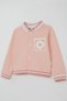 Donino Girls' Tracksuit Set with Floral Knit Pocket Detail and Snap Fasteners, Ages 2-5, Salmon - 6