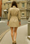 Women's Winter Striped Beige Short Trench Coat - 6