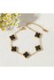 Steel Bracelet Four Leaf Small Clover Black Stone Length 18 cm Gold - 4