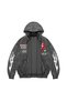 Deep Rolling Printed Zipper Zip Hooded Unisex Washable Black Sweatshirt - 4