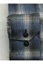 Regular Fit Winter Long Sleeve Button-Up Collar Plaid Blue Shirt 4042m - 3