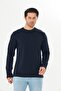 Men's Cotton Crew Neck Long Sleeve T-Shirt Navy Blue 5020-L - 3