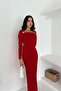 Women Draped Boat Neck Dress with Gold Accessories Nbk4386 - 4