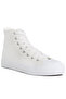 Women Solid Canvas High Top Sneakers in White