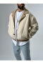 Men's Cashmere Detailed Ecru Plush Cardigan Coc2585 - 2
