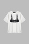 Black Bra Printed Relaxed Fit Women's White T-Shirt