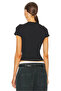 Women's Black Crew Neck Short Sleeve Stretchy Sandy Fabric Basic Crop Blouse T-Shirt - 3