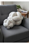 Set of 2 |   42/25 cm Size Ecru Welsoft Fabric Decorative Ball Throw Pillow Curl Knot Set - 8