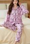 Floral Printed Top And Bottom Women's Home Loungewear Two Piece Pajama Set - 4
