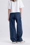 Sophia 308 Normal Belted Waist Dark Blue Wide Leg Jeans Women - 5