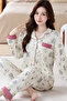 Two Pieces Top And Bottom Loungewear Womens Pajama Set 2 Pieces Sleepwear Set - 5