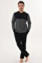Large Size Thessaloniki Fabric Collar Buttoned Winter Men's Pajama Set 70% Cotton 30% Polyester
