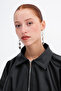 Faux Leather Belted Bomber Jacket C3137 - 4