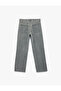Straight Leg Buttoned Pocketed Cotton Stone Jean Pants - Straight Fit Jean - 8