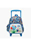 Fisher- Printed Trolley Backpack with Retractable Handle and Zip Closure - 12 inches