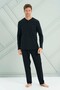 Men's Combed Cotton Long Sleeve Pajama Set 2207 Black02