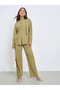 Olive Wrap Front Shirt and Trousers Co-ords