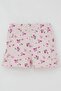 Baby Girl Shorts Set Flower Printed Butterfly Embroidered Button Accent Pieces 6 Months-2 Years, Pink - 5