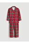 Red Shirt Collar Plaid Girls Pajama Set - 3