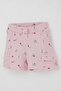 Baby Girl Shorts Set Flower Printed Butterfly Embroidered Button Accent Pieces 6 Months-2 Years, Ecru - 7