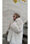 Women's Lined Buttoned Fur Coat - Suitable for Hijab - 4