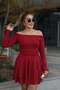 With Bouquet Women's Thin Scuba Fabric Skirt Double Layer Madonna Collar Long Sleeve Mini Dress - 4