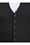 Men's Buttoned Sports / Regular Knitwear Knitted Sleeveless Anthracite Vest - 4241Ls - 4