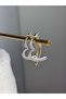 Zircon Stone Heart Hoop Earrings Stainless Steel Gold - 3