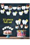 Men's 32 Pieces My First Tooth Came Out Tooth Wheat Men's Ornament Set Banner Pastry Toothpick Cupcake Ornament Set