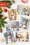 6-Piece Glitter Christmas Postcard Set New Year Winter Landscape Snowman Santa Claus Nostalgia
