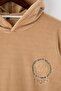 Beige Oversized /Wide Cut Fleece Thick Embroidered Sweatshirt Tmnaw26Sw00029 - 8