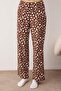 Kahverengi %100 Pamuklu Leopar Desenli Gömlek-Pantolon Örme Pijama Takımı THMAW21PT0489 - 3