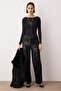 Siyah Wide Leg/Geniş Paça Örme Payet Şık/Gece Pantolon TPRAW26PL00005