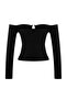 Siyah Fitted/Vücuda Oturan Aksesuar Detaylı Esnek Örme Bluz TWOAW26BZ00356 - 6
